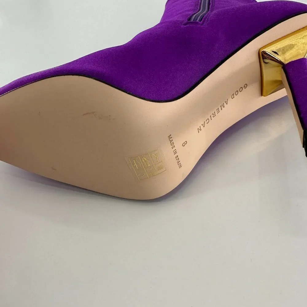 Good American High Kickstand Purple Pointed Toe Neoprene Booties Size 8